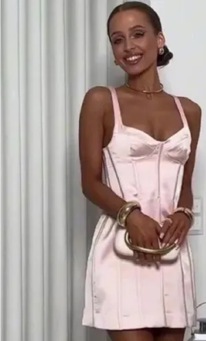 ZARA Pink Satin Dress Mini thumbnail 4