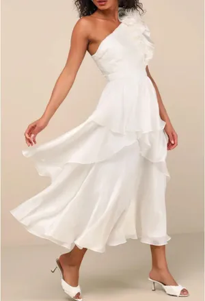 Lulus Ruffled one shoulder midi dress thumbnail 3