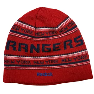 New York Rangers Reebok Knit Beanie Hat Navy Red NHL thumbnail 3
