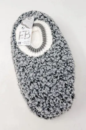 NWT Fuzzy Babba Women's Faux Fur Slipper Socks with Cuffs 1-Pack Gray One Size thumbnail 1