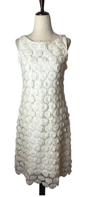 Gio Guerreri Couture Dress Women Small Ivory Crochet Lace Floral‎ A Line Boho thumbnail 1