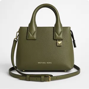 Michael Kors Rollins Satchel Green Pebbled Leather Tote Cross Body thumbnail 1