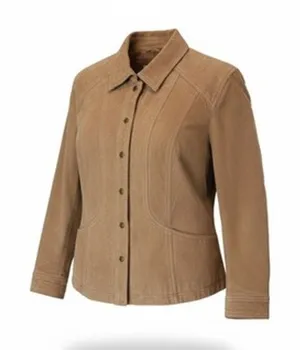 Coldwater Creek Women's L 100% Leather Suede Jacket Tan Western Jean Jacket thumbnail 1