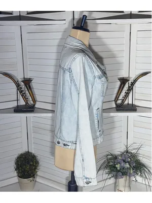 Stoosh vintage denim jacket acid wash grunge 90s Y2K flap pockets cotton rocker thumbnail 3