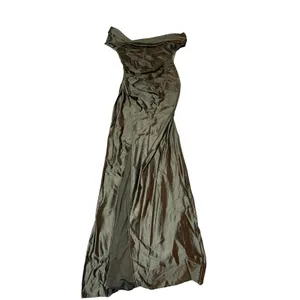 NWT OYS Size Small Army Green Elegant Off Shoulder High Split Bodycon Maxi Dress thumbnail 2