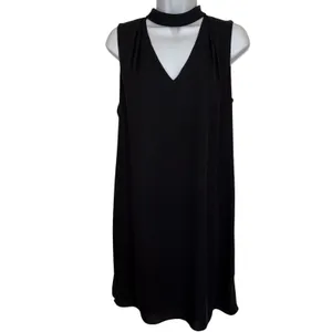 WHITE HOUSE BLACK MARKET‎ Black Sleeveless Choker Neck Shift Dress EUC Size 6 thumbnail 2