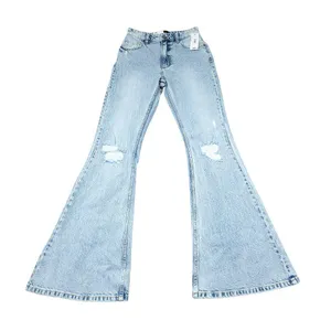 Lee High Rise Flare Jeans Blue Light Glam DX Ripped Distressed Western Size 25 thumbnail 1