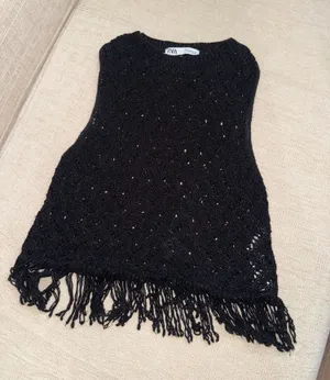 Zara fringe knit top thumbnail 1