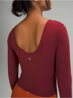 lululemon athletica Long Sleeve Scoop-Neck Top in Burgundy 1100 thumbnail 2