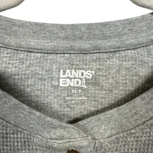 Lands’ End Womens Sz XS (2-4) Gray Waffle Knit Long Sleeve Henley Shirt Top thumbnail 5