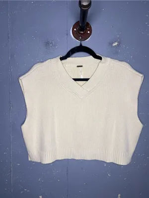 Free People Easy Street Vest in Cream XS thumbnail 3
