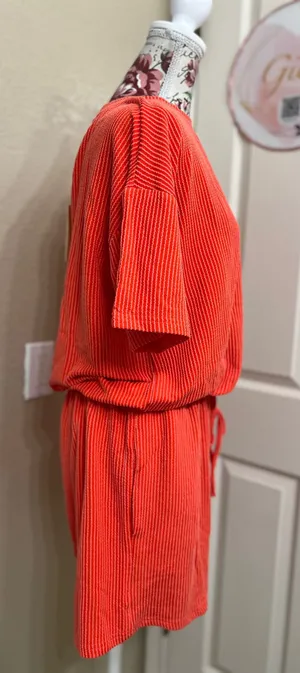 NWT Ekouaer Casual Elastic Waist Romper Dress L thumbnail 1