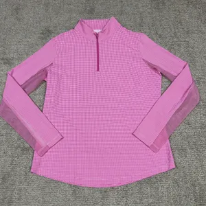 IBKUL Shirt Womens Medium Pink White Golf Pickleball UPF50+ Beach Top 1/4 Zip thumbnail 1