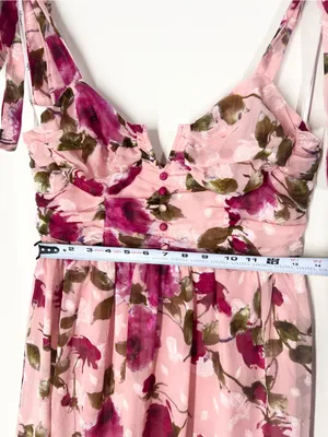 Lulu’s Pink Floral Tie-Shoulder Midi Dress thumbnail 12