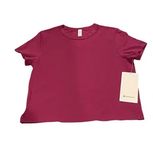Lululemon 2 Classic Fit Cotton Blend T-Shirt Magenta‎ Purple Boxy Basic New thumbnail 2