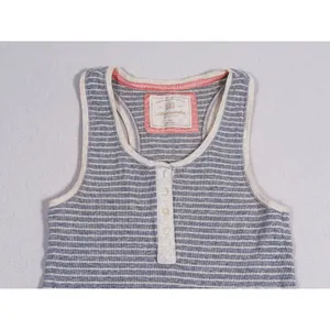 Y2K Abercrombie & Fitch Ribbed Henley Tank Top Size XS Gray Striped Preppy 90s thumbnail 4