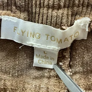 Flying Tomato‎ Womens L Pants Corduroy Jeans Tan Brown Ultra Wide Leg Boho thumbnail 5