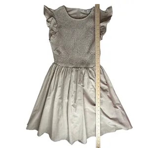 NWT English Factory Smocked Ruffle Sleeve Dress Sz XS Beige Fit‎ & Flare Neutral thumbnail 8