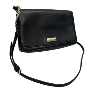 Kate‎ Spade Crossbody Bag Black Alek Tilden Place Coated Leather Gold Chain thumbnail 1