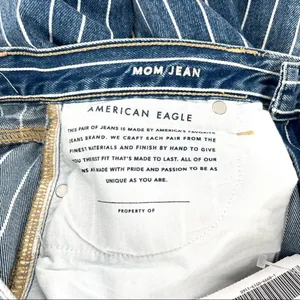 American Eagle Indigo Striped Hi‎ Rise Mom Jean Size 8 Blue NWT thumbnail 6