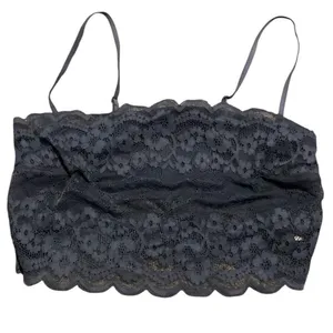 Black Floral Lace Bandeau Bralette Size Small Adjustable Straps Stretch Boho Lay thumbnail 1