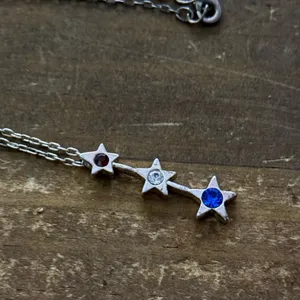 Patriotic silver tone starts pendant necklace thumbnail 3