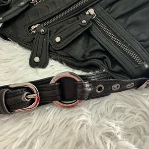 Junior Drake Black Leather Zipper‎ Shoulder Bag thumbnail 4