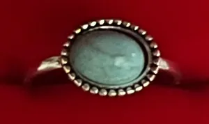 Boho/Vintage Design Stainless Steel Silver Faux Turquoise Ring Size 6 thumbnail 1