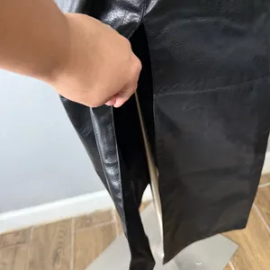 ASOS Topshop Midi Faux Leather Skirt, Black, 2 thumbnail 3