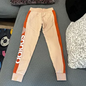 Adidas cream and orange joggers thumbnail 2