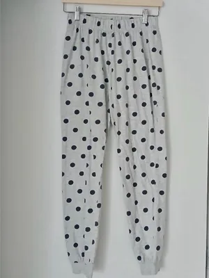 Primark Polka Dot Pajama Set Gray Black Loungewear size Small Cozy Sleepwear thumbnail 2