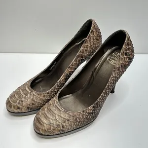 Stuart Weitzman for Scoop NYC Snakeskin Platform Pumps‎ Brown Python Heels 6M thumbnail 5