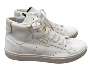 Adidas Sleek Mid White Leather High Top Sneakers Gold Foil Size 6.5 thumbnail 1