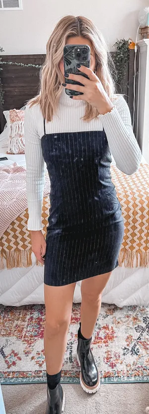 Forever 21 Black Pin Striped Mini Dress thumbnail 4