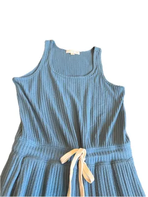 Spiritual Gangster Dusty Blue Ribbed Wide Leg Jumpsuit Racerback X-Small Women's thumbnail 2