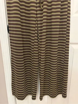 NWOT DolceAmara Striped Wide Leg Pant and Cardigan Set in Brown thumbnail 9