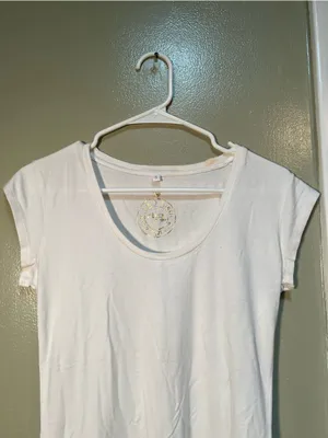 Ella Yoga Women's Size Small Scoop Neck Cap Sleeve T-Shirt White Stretch Viscose thumbnail 3
