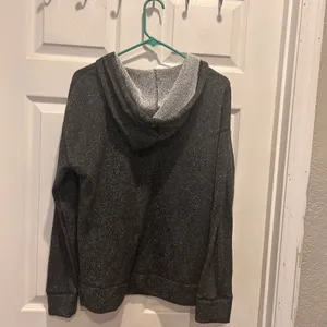 Aerie Womens Large Charcoal Gray Metallic Sparkle V-Neck Pullover Hoodie L thumbnail 5