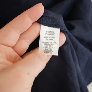 Cynthia Rowley Navy Blue Linen Blend Shift Dress Handkerchief Hem Sleeveless thumbnail 6