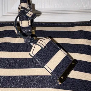 Kate Spade Cedar Street stripped Harmony tote bag in off shore blue and ivory thumbnail 5