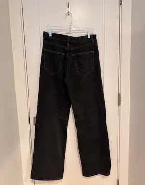 ZARA Mid-Rise Black Wide Leg Jeans thumbnail 3
