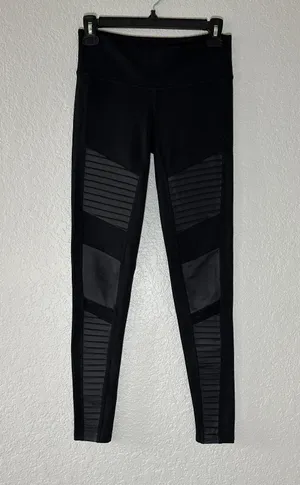 Alo Mid Waisted Moto Leggings Black Size XS. Heavy wear condition thumbnail 3