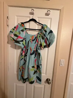 A New Day Women's Puff Short Sleeve Abstract Print Mini Dress thumbnail 6