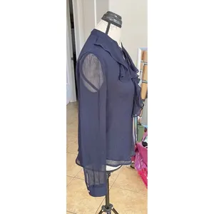 Tommy Hilfiger Blouse Medium Ruffle Top Long Sleeve Blue Preppy Office Work Wear thumbnail 6