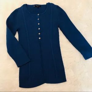 Anne Klein ribbed knit top blue size small thumbnail 2