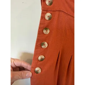 Rewash Mid Rise Button Front Pleated Wide Leg Pants Orange Women's Large Boho thumbnail 3