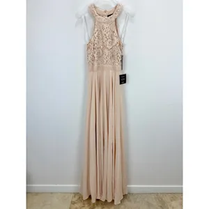 Lulus Picture Perfect Blush Lace Maxi Dress Formal Evening Bridesmaid Small NWT thumbnail 6