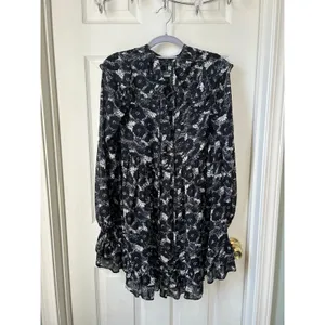 Free People These Dreams Ruffled Floral Long Sleeve Mini Dress - XS thumbnail 6