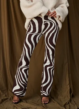 12th Tribe Bailey Rose Chocolate Swirl Sweater Knit Pants thumbnail 3