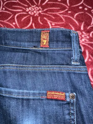 7 For All Mankind Slim Straight Stretch Denim Jeans Blue Dark Wash 5-Pocket thumbnail 4